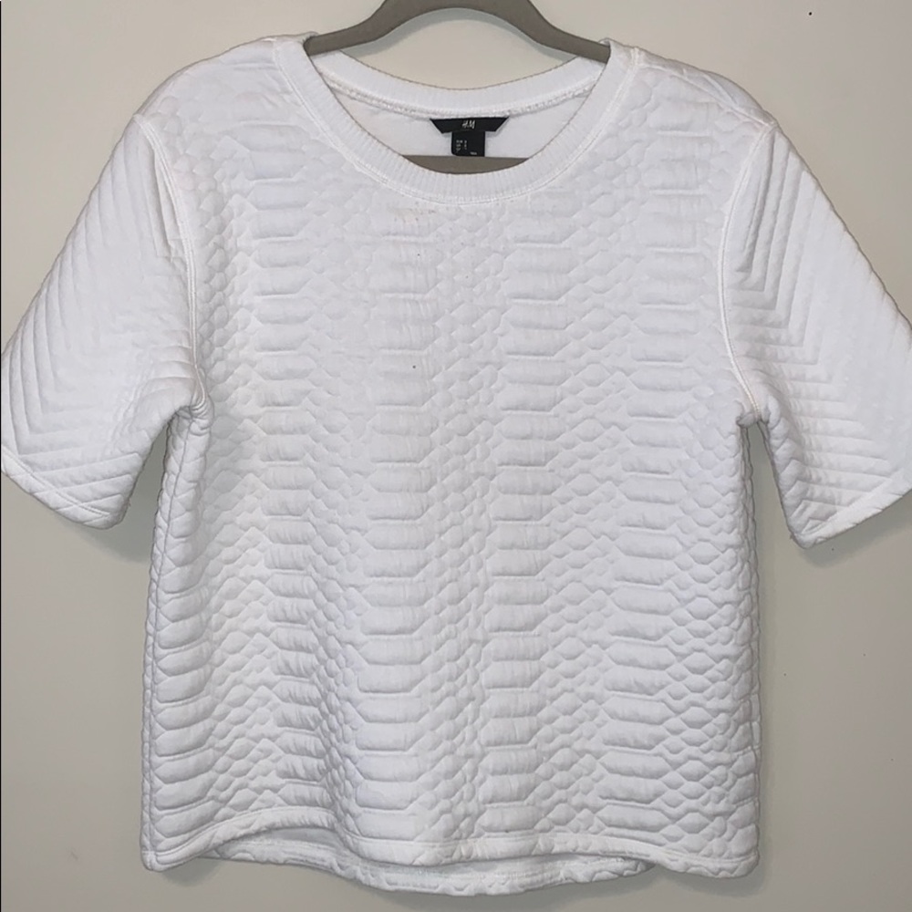 Texture Quilted White Tee